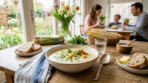 Deze aspergesoep met Nederlandse asperges bereid ik in 20 minuten voor het hele gezin