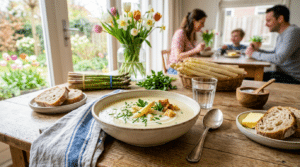 Deze aspergesoep met Nederlandse asperges bereid ik in 20 minuten voor het hele gezin