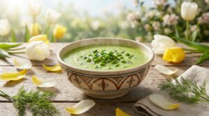 Romige, voedzame erwtensoep zonder vet: ideaal voor frisse lentedagen